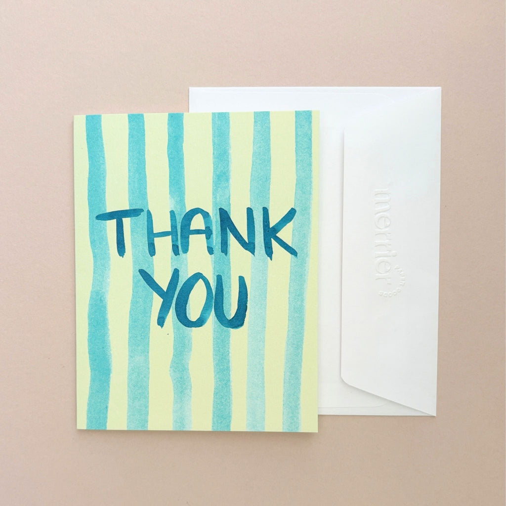 Thank You Blue Stripe Greeting Card