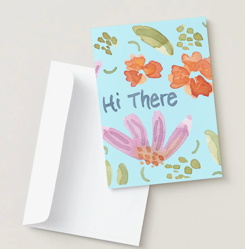 Blue 'Hi there' Wildflowers Card