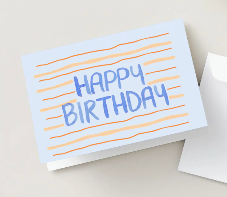 Orange Stripes Birthday Card